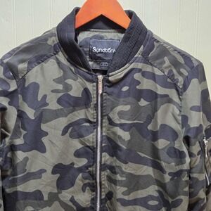 Sandbank Jacket Mens Small Green Camo Bomber Full Zip Pockets Casual Outdoor